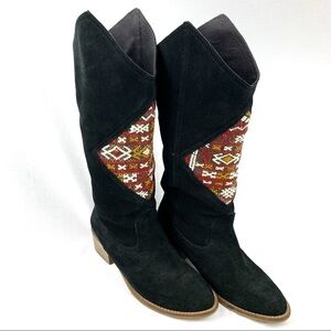 Howsty midki suede embroidered western boho cowboy boots, size 38